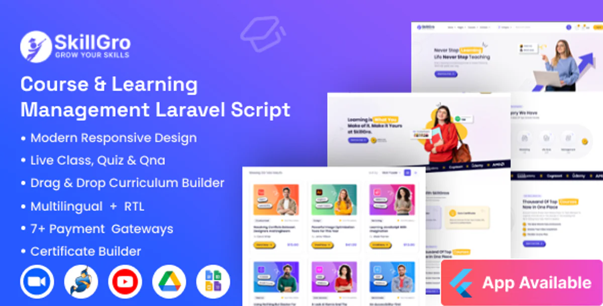 SkillGro LMS - Course & Learning Management System Laravel Script