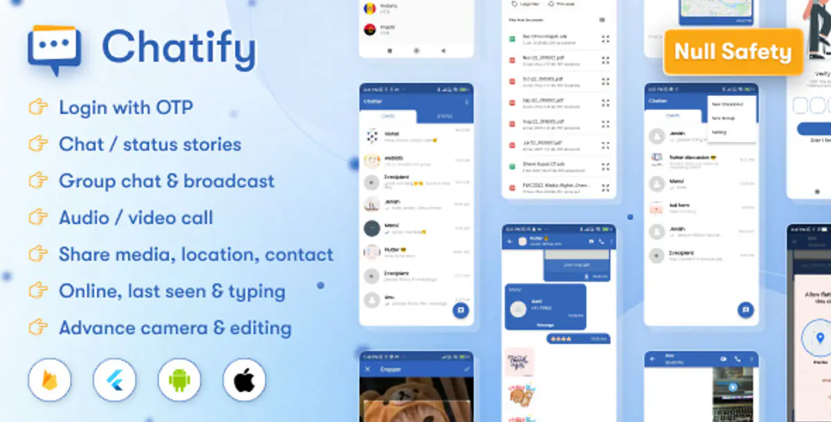 Chatify - Whatsapp Clone Full Chat & Call App | Android & iOS Flutter app with Firebase Backend